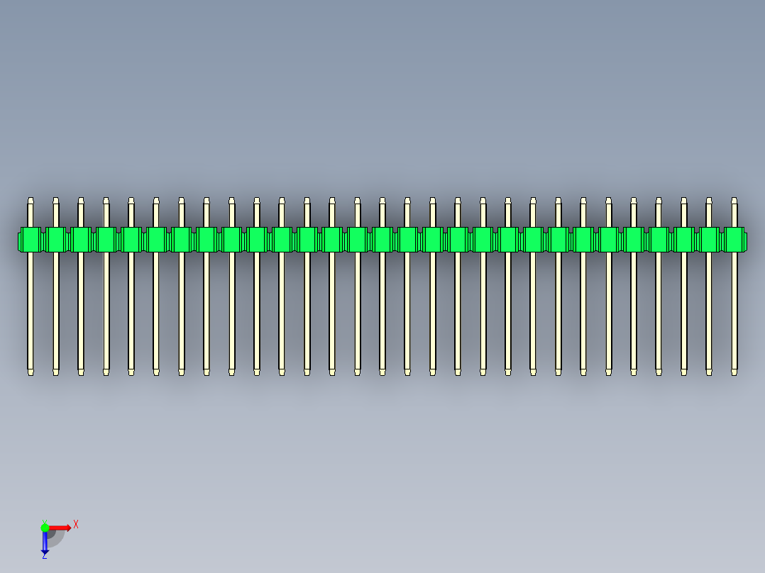 彩色公头100mil（2.54mm）系列-DS1021_green_1x29p_100mil_Type5_rev1.0俯视图