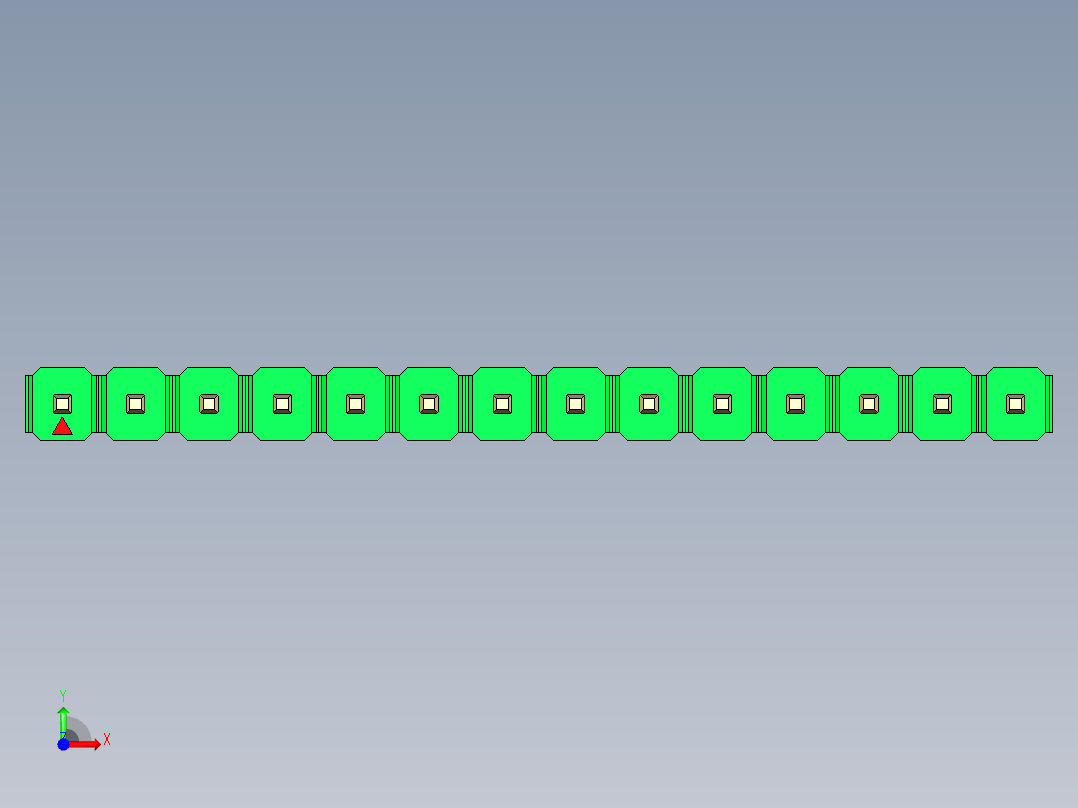 彩色公头100mil（2.54mm）系列-DS1021_green_1x14p_100mil_Type43_rev1.0前视图