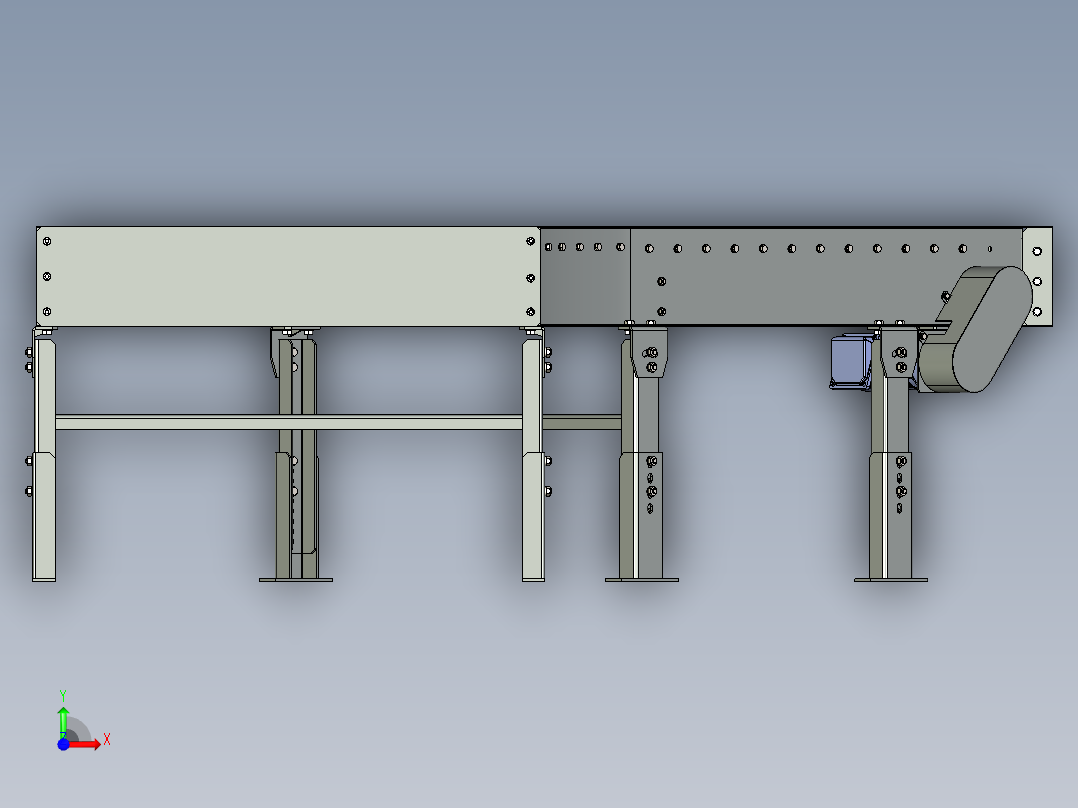 曲线滚筒输送机curved-roller-conveyor-stp前视图
