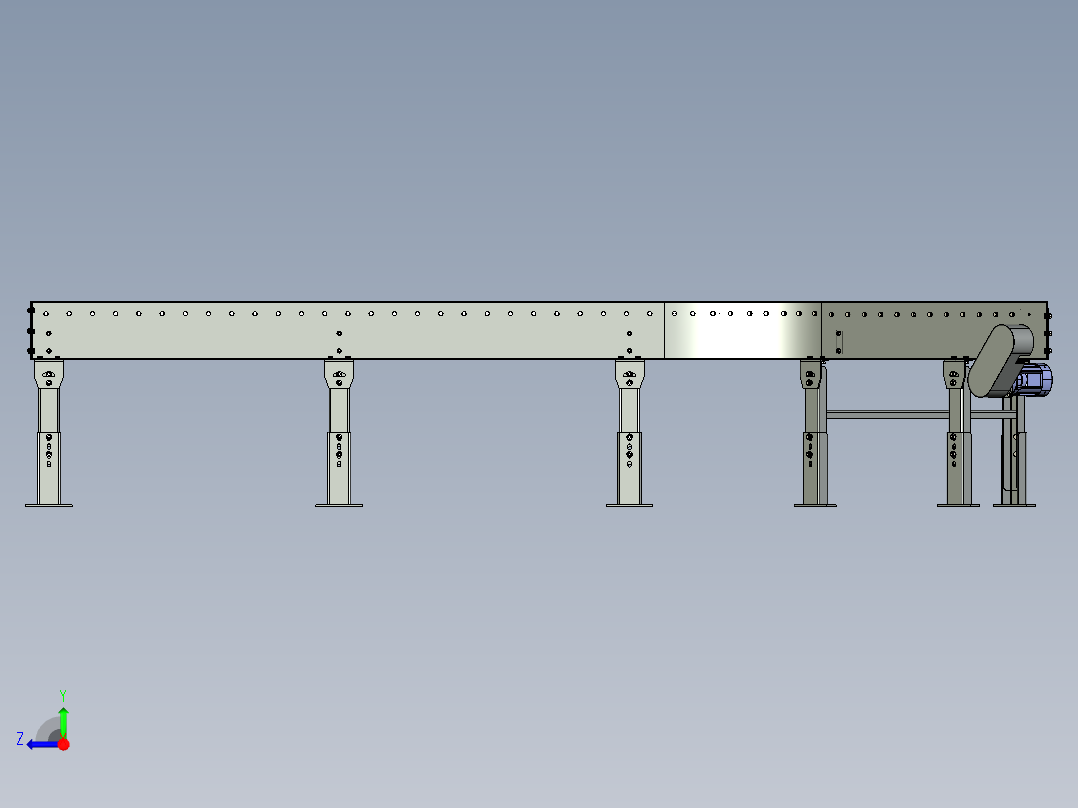 曲线滚筒输送机curved-roller-conveyor-stp右视图