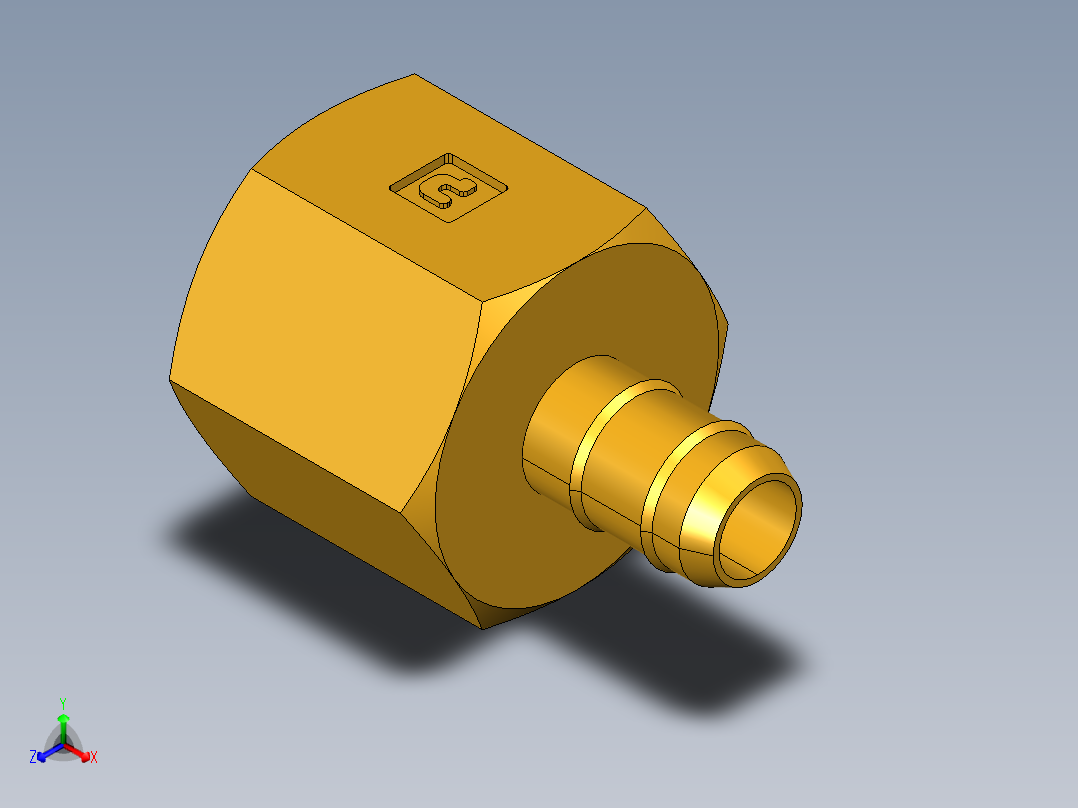 工业通用螺蚊管倒齿式工业硬管接头Female Connector 26-6-4正等轴测图