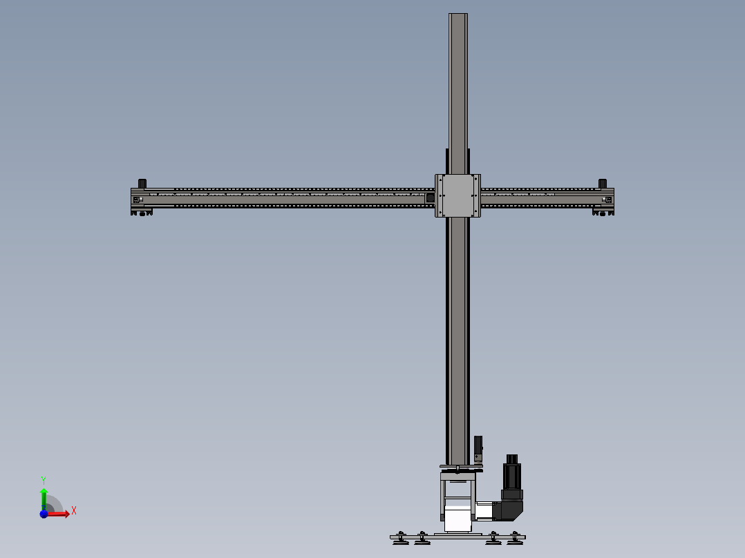 齿轮齿条龙门机器人3d图纸 SW设计机械臂3D 5轴桁架机械手3d模型前视图