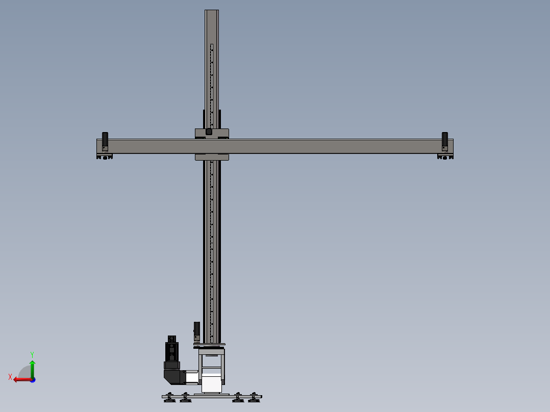 齿轮齿条龙门机器人3d图纸 SW设计机械臂3D 5轴桁架机械手3d模型后视图
