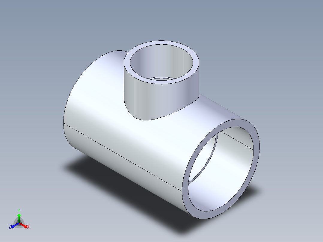 CPVC管件02-Sch80_ReducingTee_SxSxS_9801-338_3.5in x 2in正等轴测图