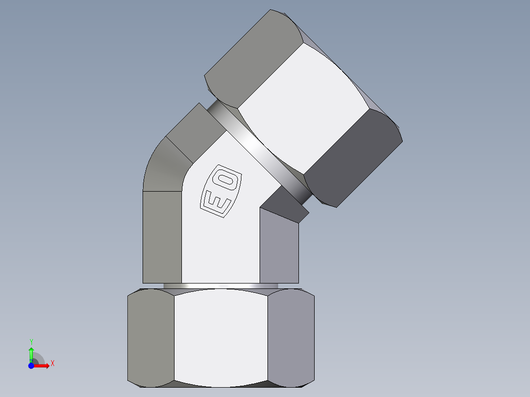 卡套式工业通用硬管接头EO_Swivel_nut_45_deg_elbow_EV20ZSCF前视图