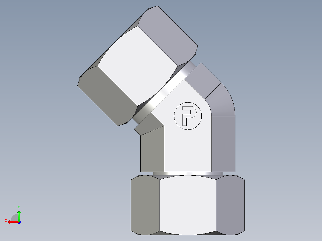 卡套式工业通用硬管接头EO_Swivel_nut_45_deg_elbow_EV20ZSCF后视图