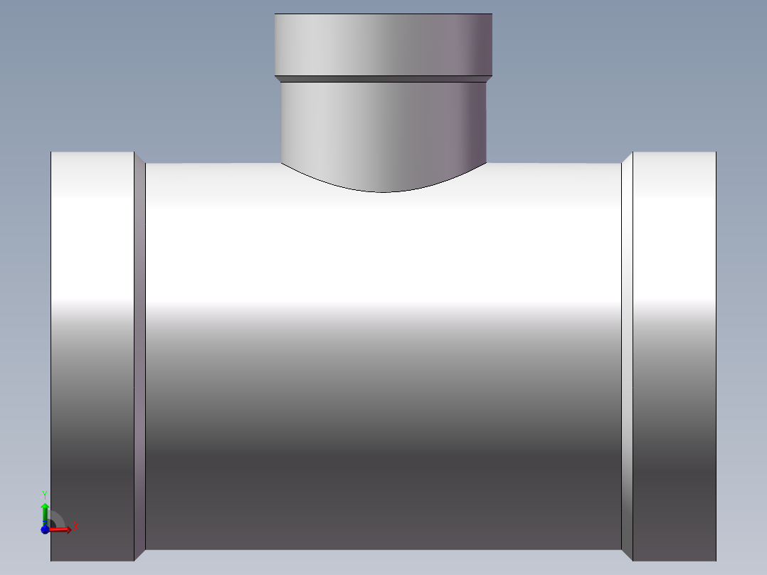 三通-异径 DN25-DN10前视图
