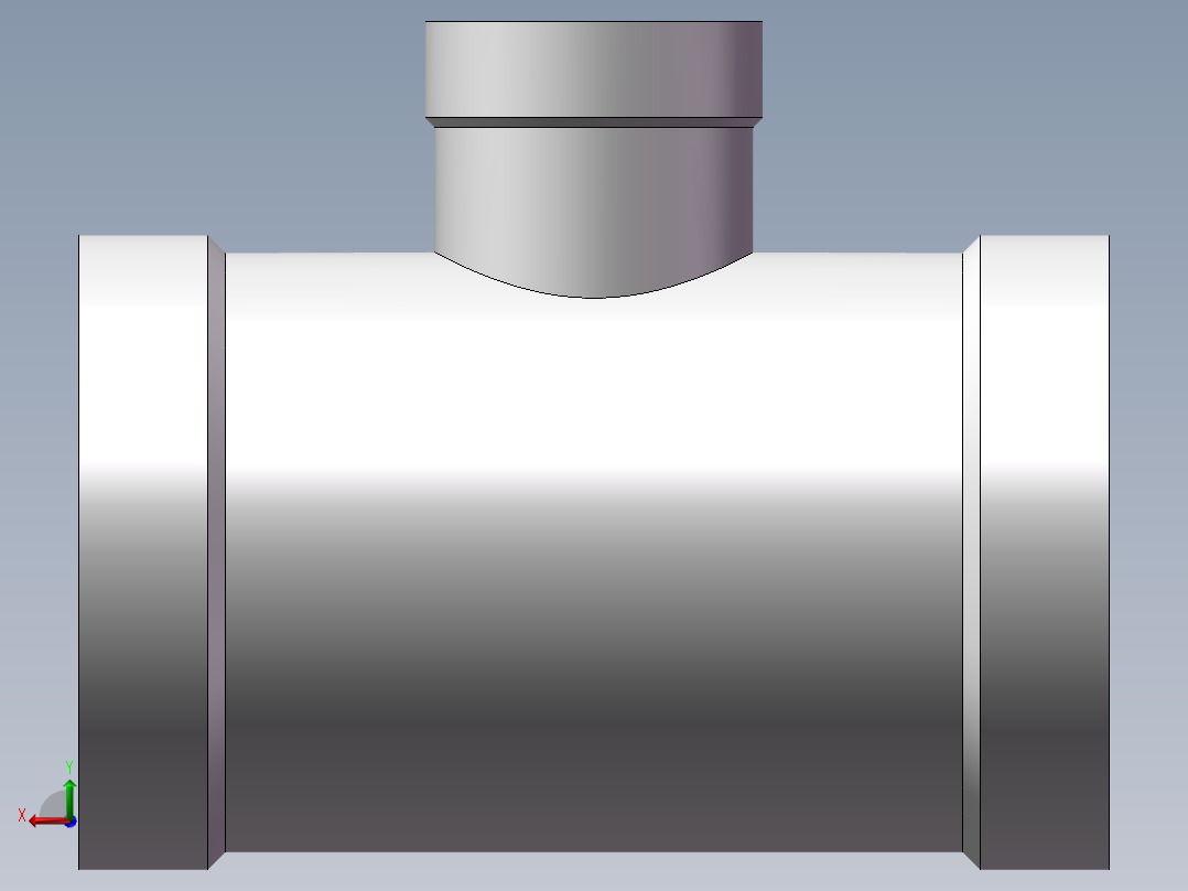三通-异径 DN25-DN10后视图