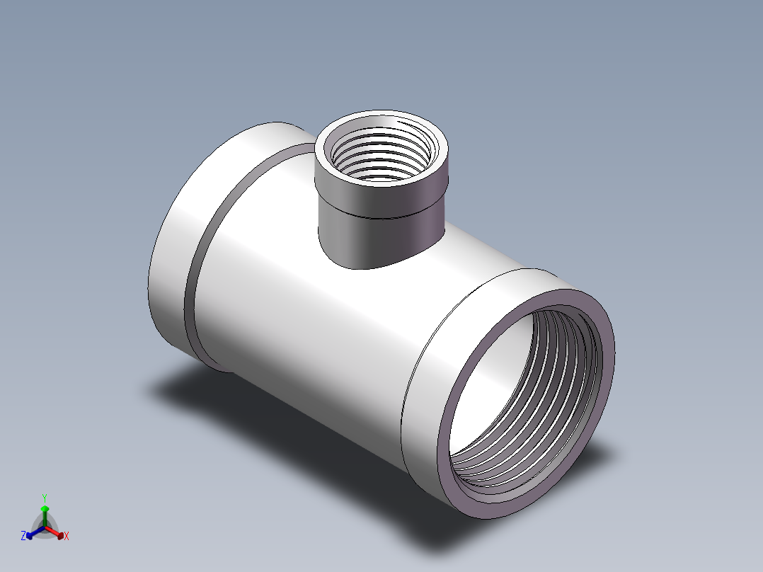 三通-异径 DN25-DN10正等轴测图