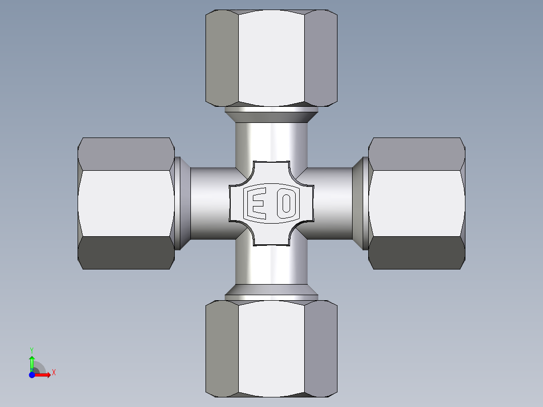 卡套式工业通用硬管接头EO_Union_cross_K08LCF前视图