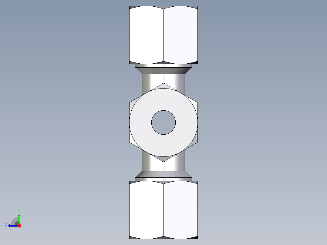 卡套式工业通用硬管接头EO_Union_cross_K08LCF右视图