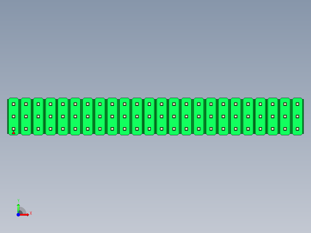 彩色公头100mil（2.54mm）系列-DS1021_green_3x24p_100mil_Type19_rev1.0前视图