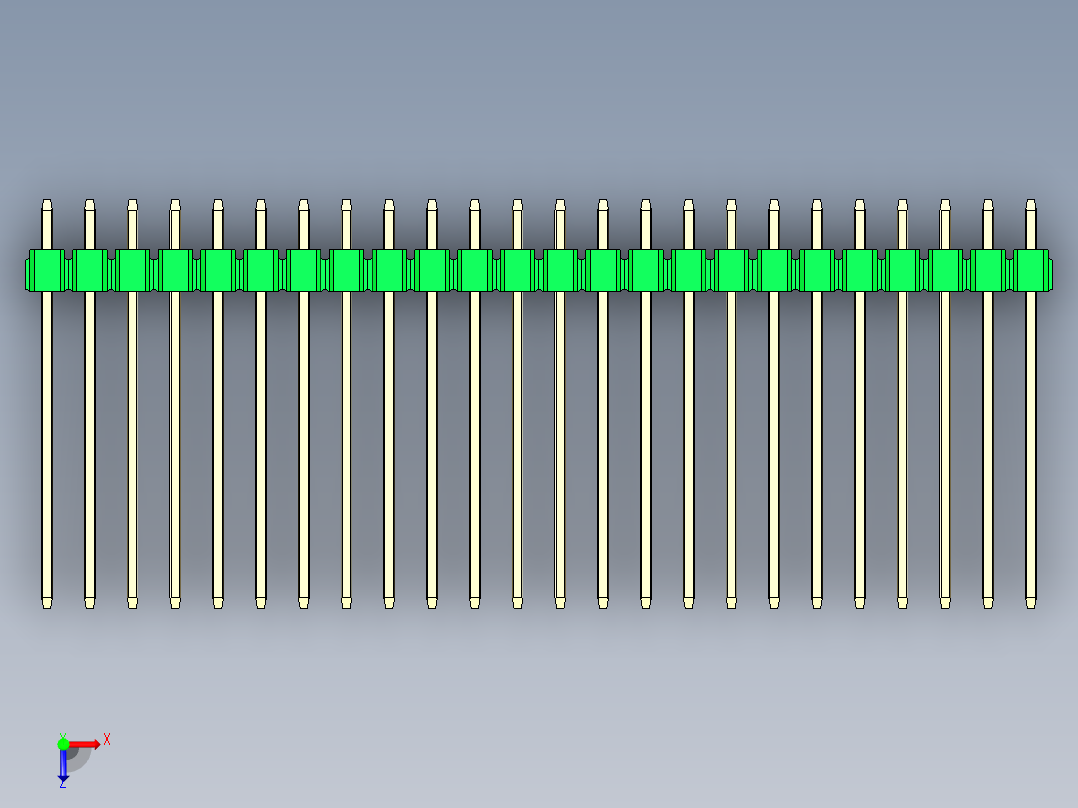 彩色公头100mil（2.54mm）系列-DS1021_green_3x24p_100mil_Type19_rev1.0俯视图