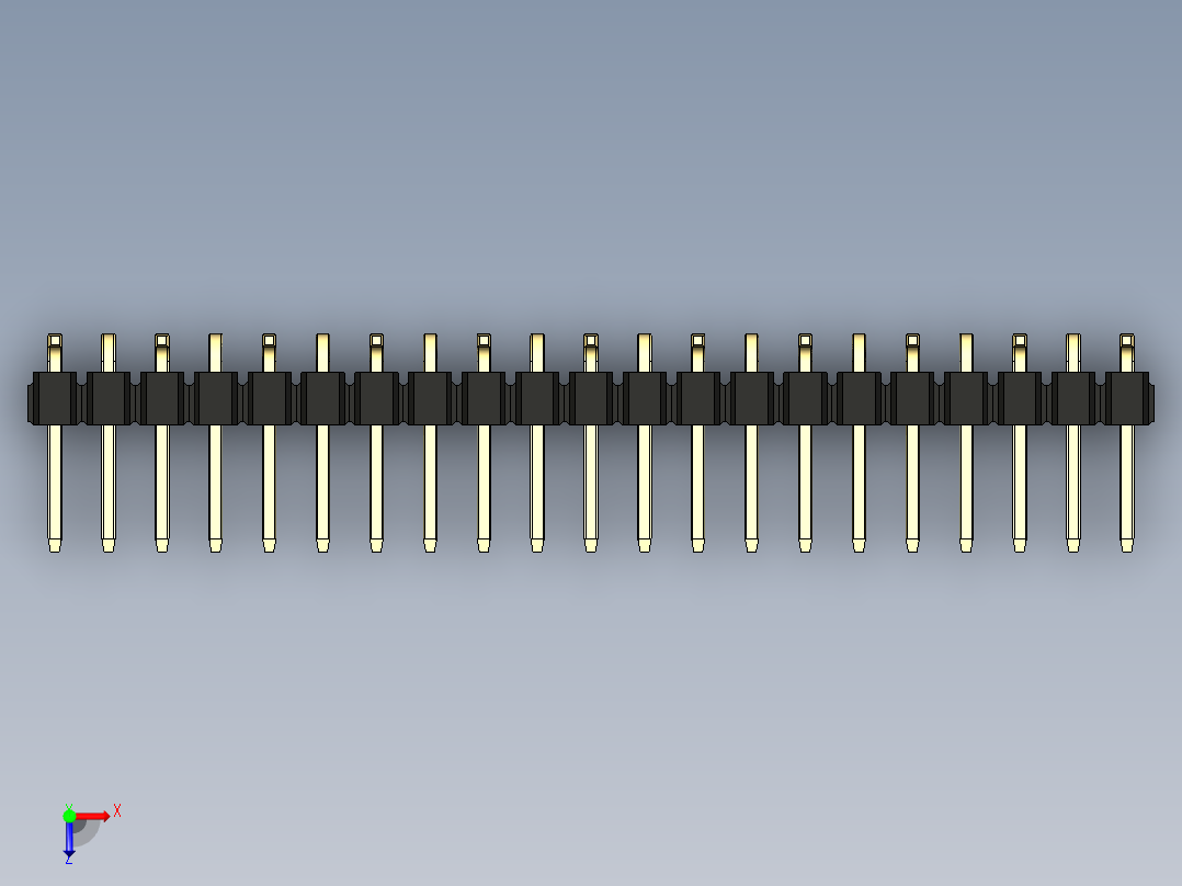 彩色公排针 100mil 2.54mm 系列-DS1022_black_21p_100mil_Type_SMT_R1_rev1.0俯视图