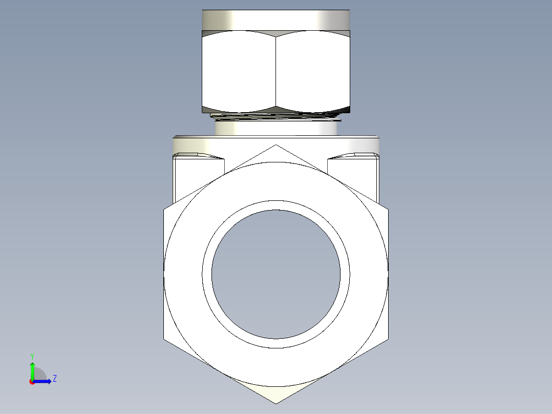 不锈钢世伟洛克卡套管接头，异径三通接头，外径25 mm x 25 mm x 16 mm左视图