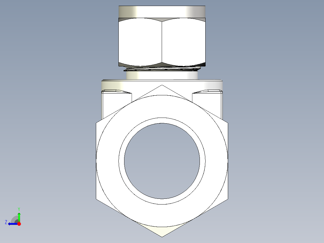 不锈钢世伟洛克卡套管接头，异径三通接头，外径25 mm x 25 mm x 16 mm右视图