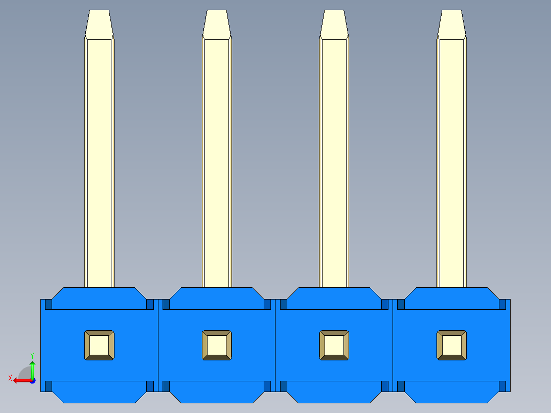 彩色公排针 100mil 2.54mm 系列-DS1022_blue_04p_100mil_TypeU_rev1.0后视图