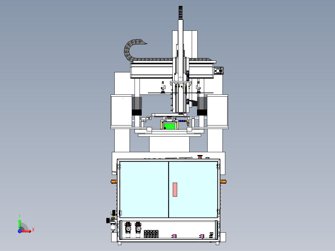 手机屏幕加工3至7寸玻璃自动供料系统 自动化设备3D图纸非标自动化前视图