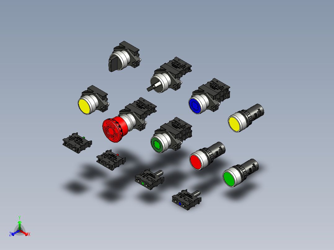 控制开关-3SB6 - Siemens.x_t正等轴测图