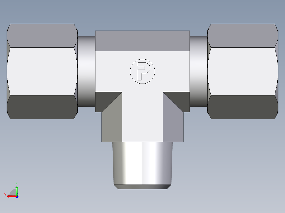卡套式工业通用硬管接头EO_Male_stud_run_tee_TE08LLR71后视图
