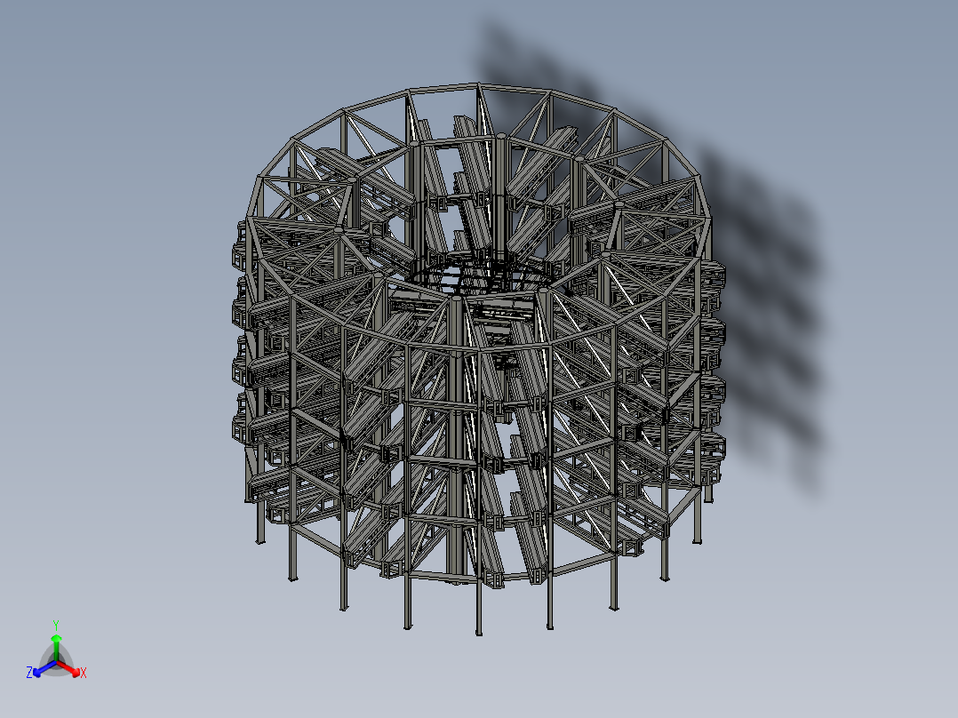 五层圆形停车场后视图