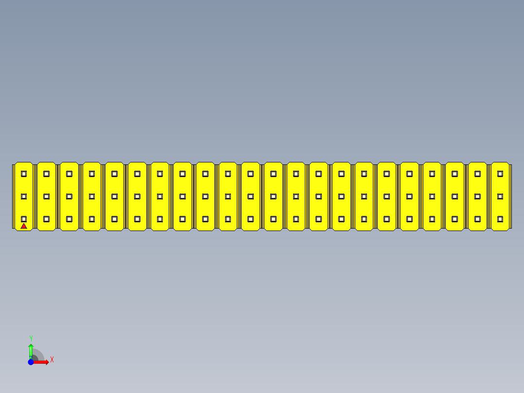 彩色公头100mil（2.54mm）系列-DS1021_yellow_3x22p_100mil_Type43_rev1.0前视图