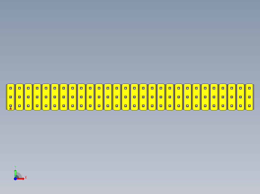 彩色公头100mil（2.54mm）系列-DS1021_yellow_3x28p_100mil_Type19_rev1.0前视图