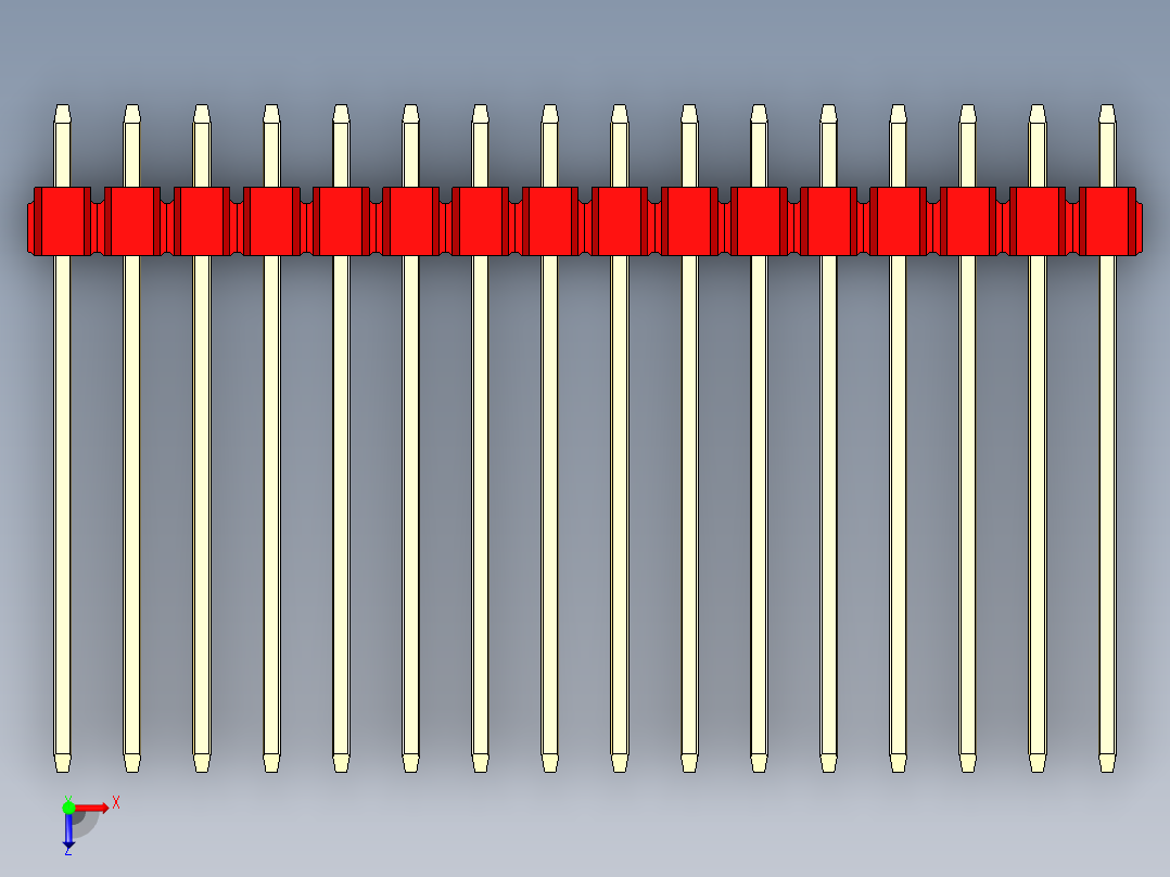 彩色公头100mil（2.54mm）系列-DS1021_red_2x16p_100mil_Type19_rev1.0俯视图