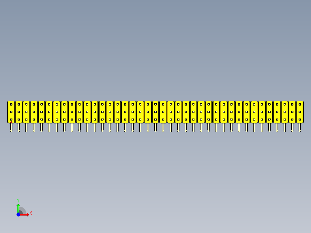 彩色公排针 100mil 2.54mm 系列-DS1022_yellow_3x39p_100mil_TypeD_rev1.0前视图