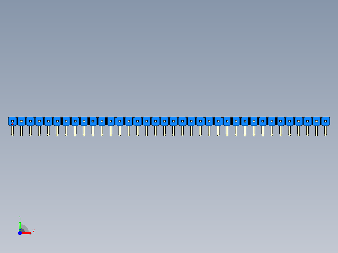 彩色公排针 100mil 2.54mm 系列-DS1022_blue_1x36p_100mil_TypeD_rev1.0前视图