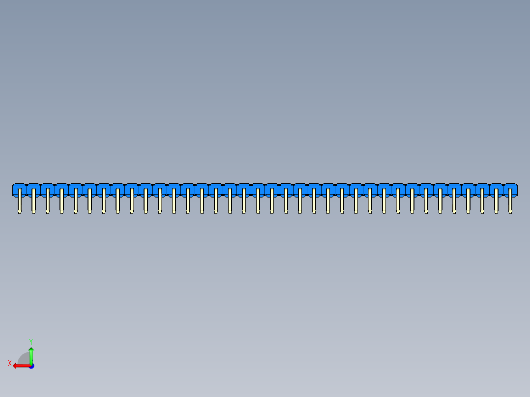 彩色公排针 100mil 2.54mm 系列-DS1022_blue_1x36p_100mil_TypeD_rev1.0后视图
