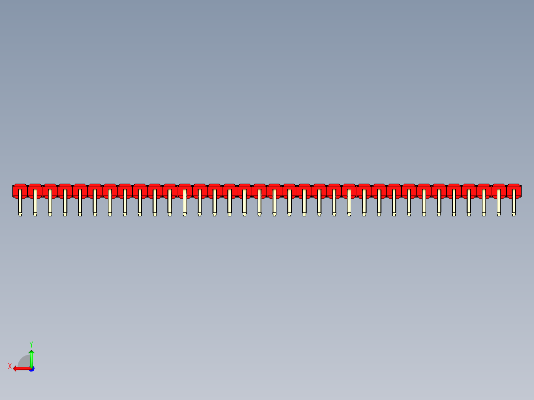 彩色公排针 100mil 2.54mm 系列-DS1022_red_1x34p_100mil_TypeD_rev1.0后视图