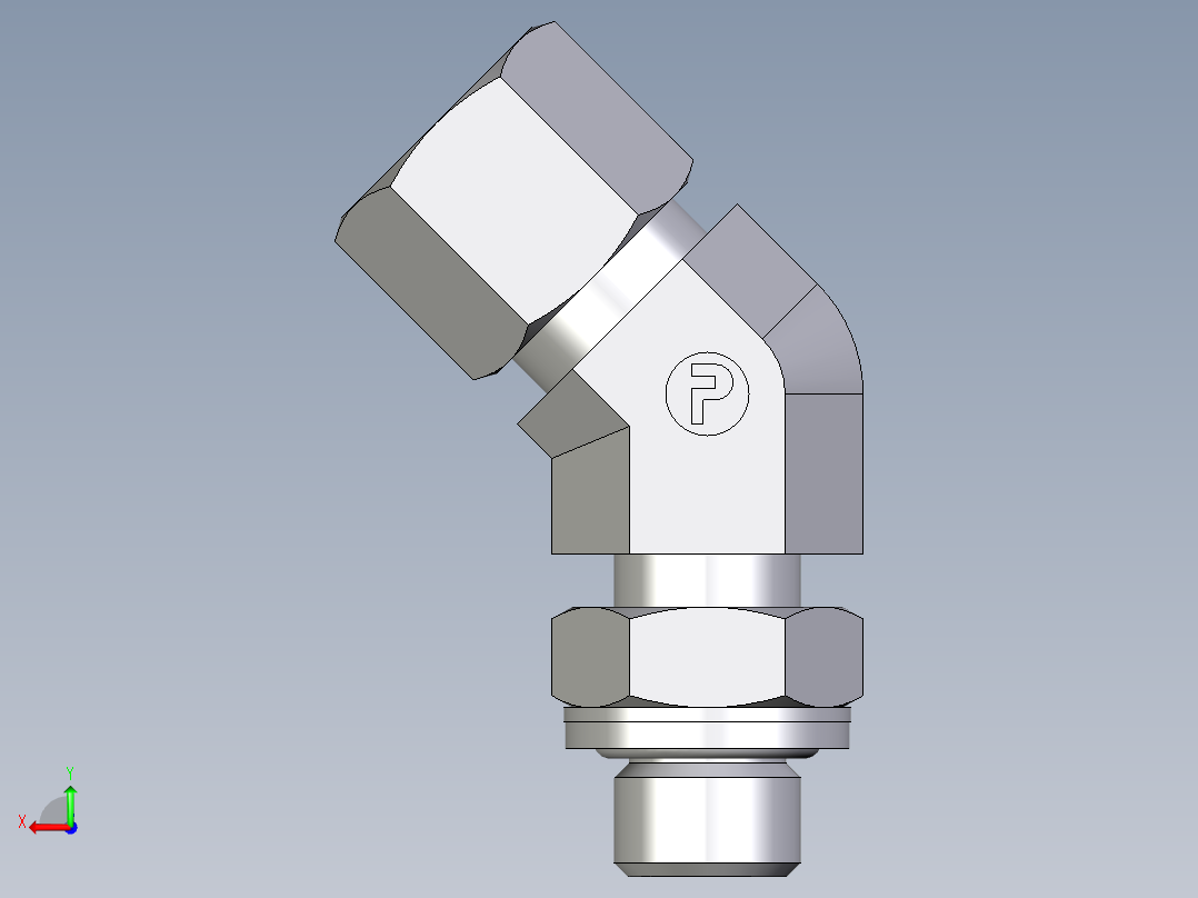 卡套式工业通用硬管接头EO_Adjustable_locknut_45_deg_elbow_VEE10LRCF后视图