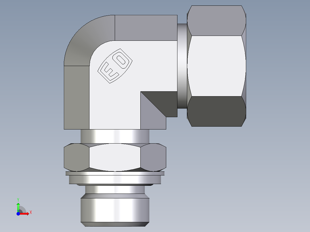卡套式工业通用硬管接头EO_Adjustable_Locknut_elbow_WEE18ZLRCF前视图