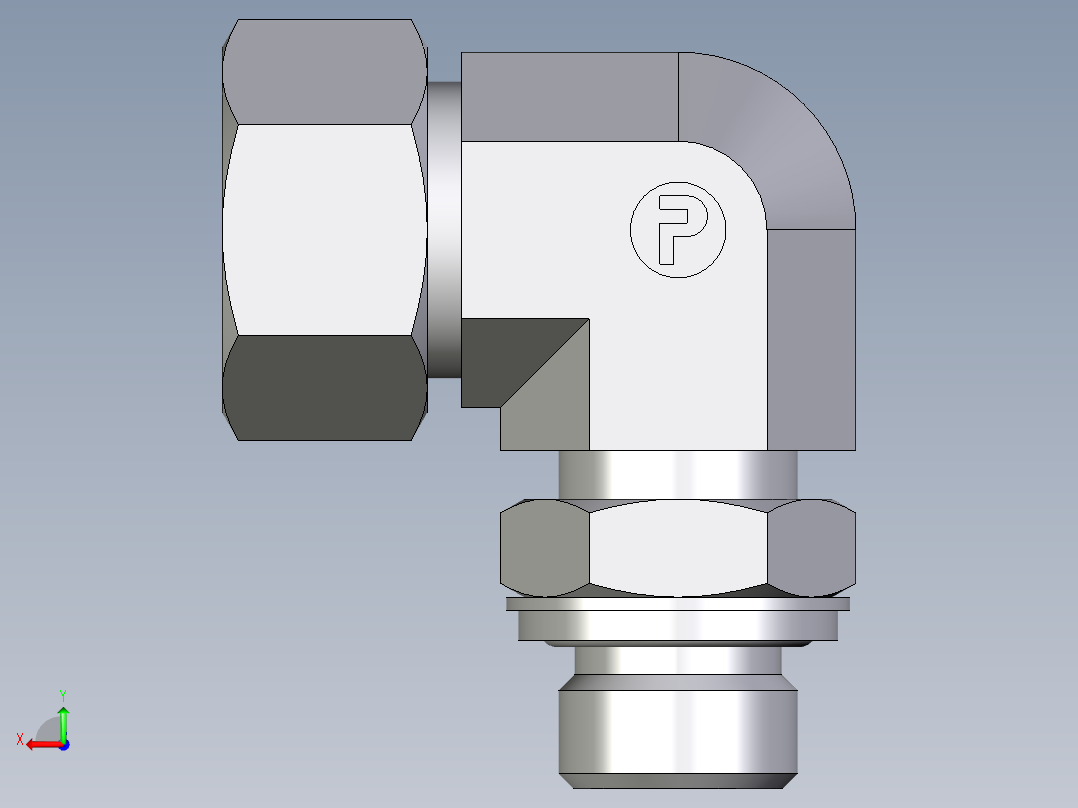 卡套式工业通用硬管接头EO_Adjustable_Locknut_elbow_WEE18ZLRCF后视图