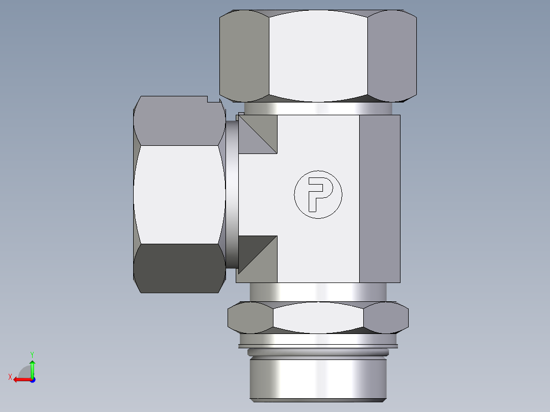 卡套式工业通用硬管接头EO_Adjustable_locknut_run_tee_LEE38ZSMORCF后视图