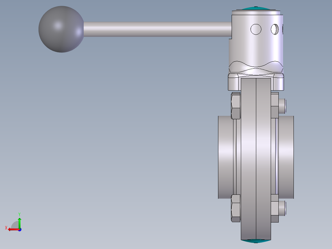 手动蝶阀DN50后视图