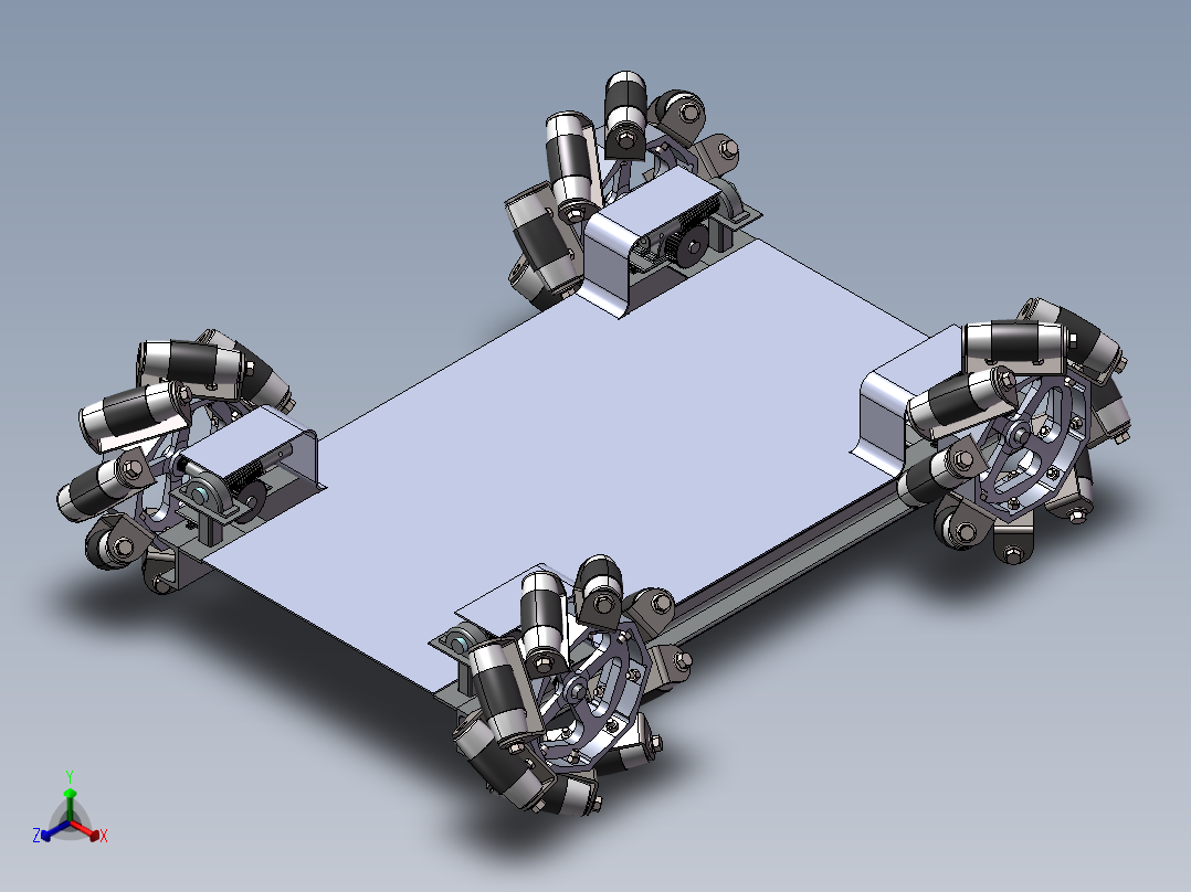 麦克纳姆轮平板3D图纸 IGS格式正等轴测图