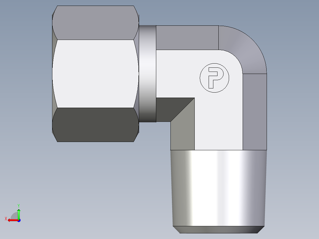 卡套式工业通用硬管接头EO_Male_stud_elbow_WE10LLR71后视图