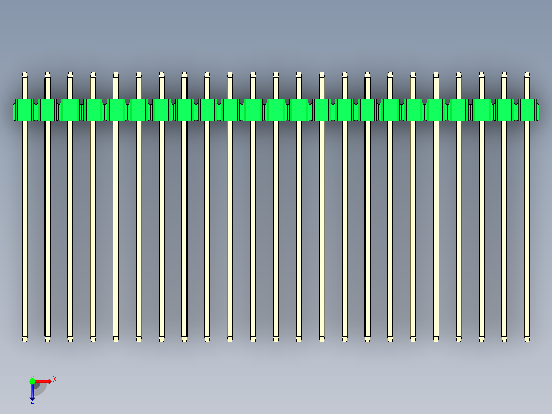 彩色公头100mil（2.54mm）系列-DS1021_green_2x23p_100mil_Type43_rev1.0俯视图