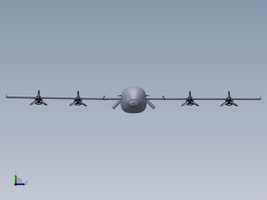 可折叠翼飞机左视图