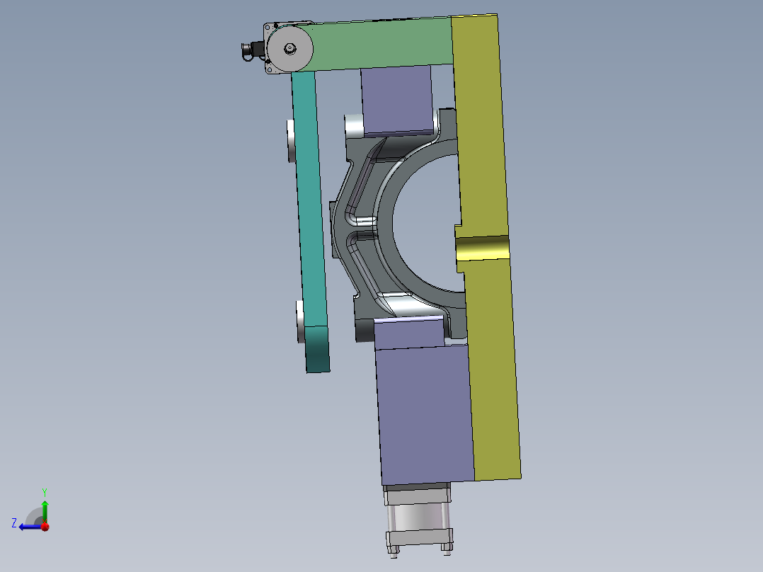 汽车发动机轴承盖钻孔夹具设计右视图