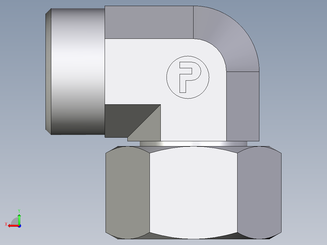 卡套式工业通用硬管接头EO_Swivel_nut_elbow_EW22LOMD71后视图