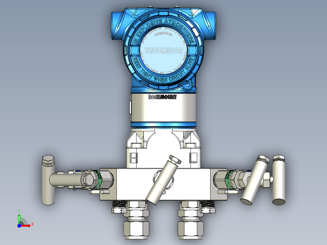 Rosemount罗斯蒙特差压变送器3051,配有罗斯蒙特5阀歧管(0305RC62B11B4L4)前视图