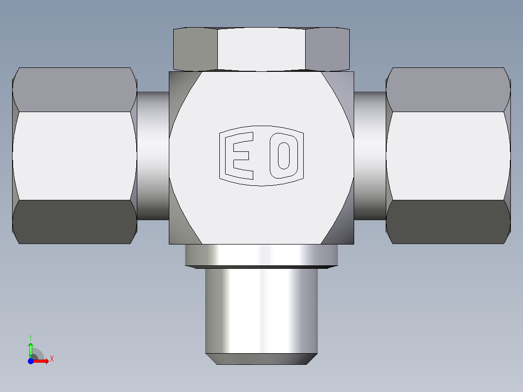 卡套式工业通用硬管接头EO_High_pressure_banjo_tee_TH08ZSM71前视图