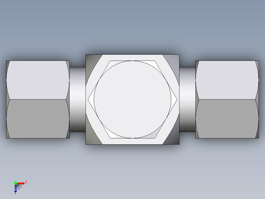 卡套式工业通用硬管接头EO_High_pressure_banjo_tee_TH08ZSM71俯视图