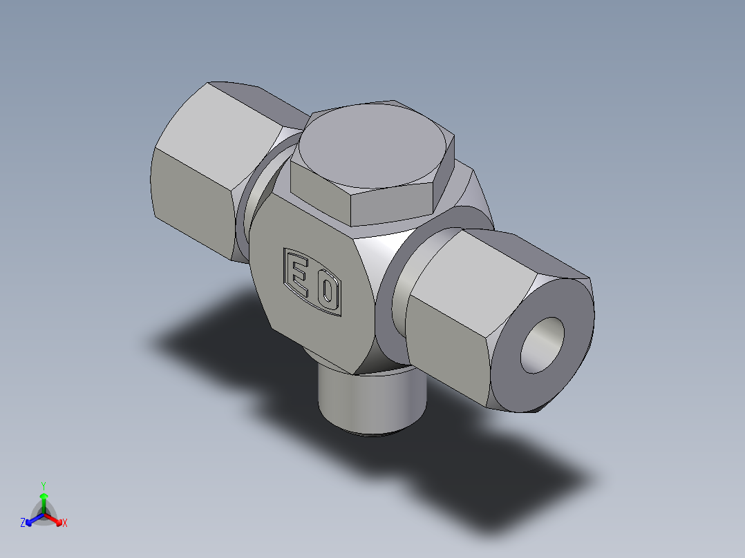 卡套式工业通用硬管接头EO_High_pressure_banjo_tee_TH08ZSM71正等轴测图