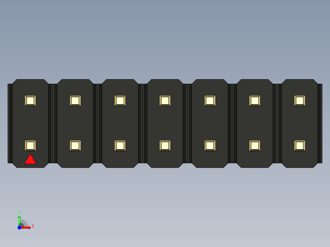 彩色公头100mil（2.54mm）系列-DS1021_black_2x07p_100mil_Type43_rev1.0前视图