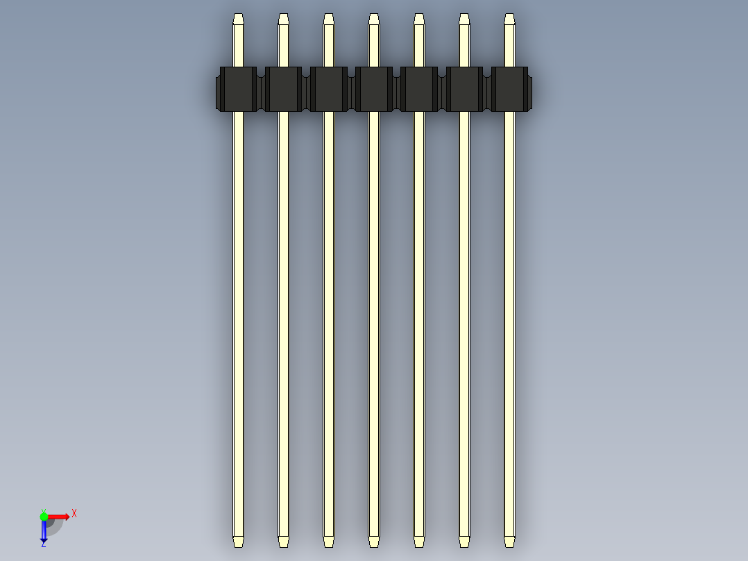 彩色公头100mil（2.54mm）系列-DS1021_black_2x07p_100mil_Type43_rev1.0俯视图
