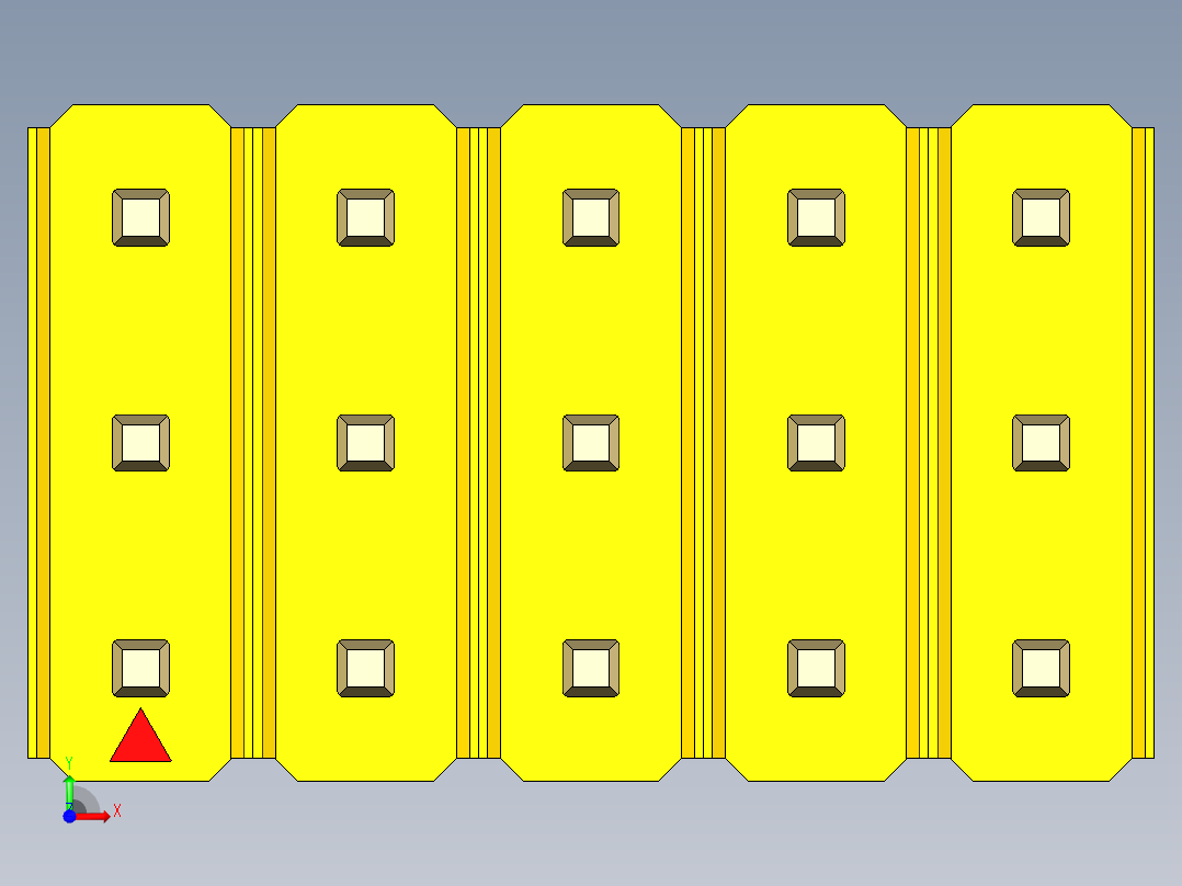 彩色公头100mil（2.54mm）系列-DS1021_yellow_3x05p_100mil_Type43_rev1.0前视图